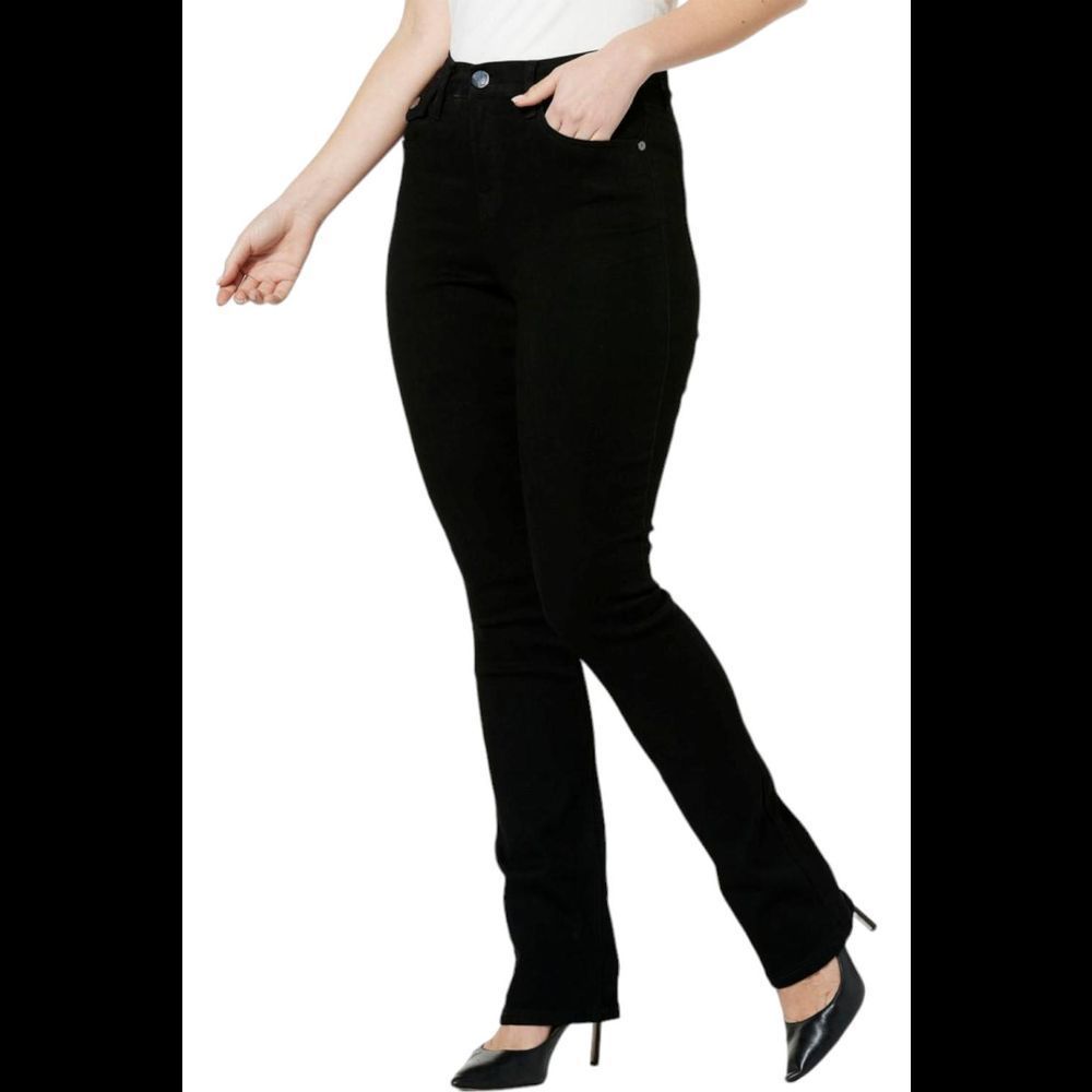 DG2 by Diane Gilman Effortless Stretch Tri-Fit Baby Bootcut Jean Black - PETITE